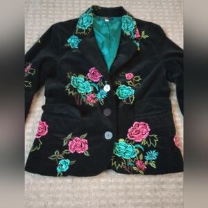 Havenblu Floral Embroidered Black Jacket